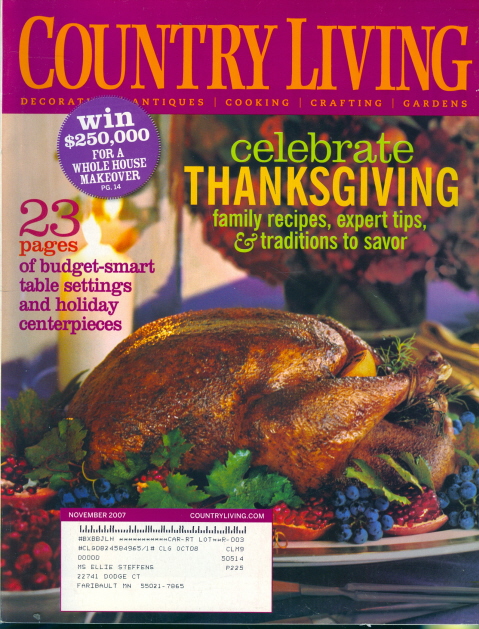 2007 Country Living Magazine Celebrate Thanksgiving  
