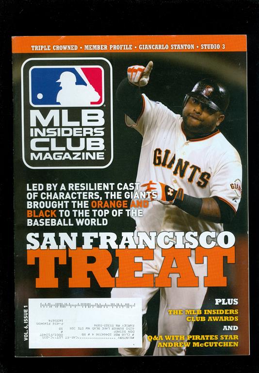 2013 MLB Insiders Club Magazine Pablo Sandoval San Francisco Giants