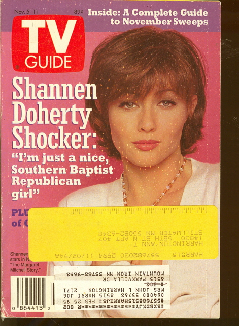 1994 TV Guide Shannen Doherty Margaret Mitchell Story