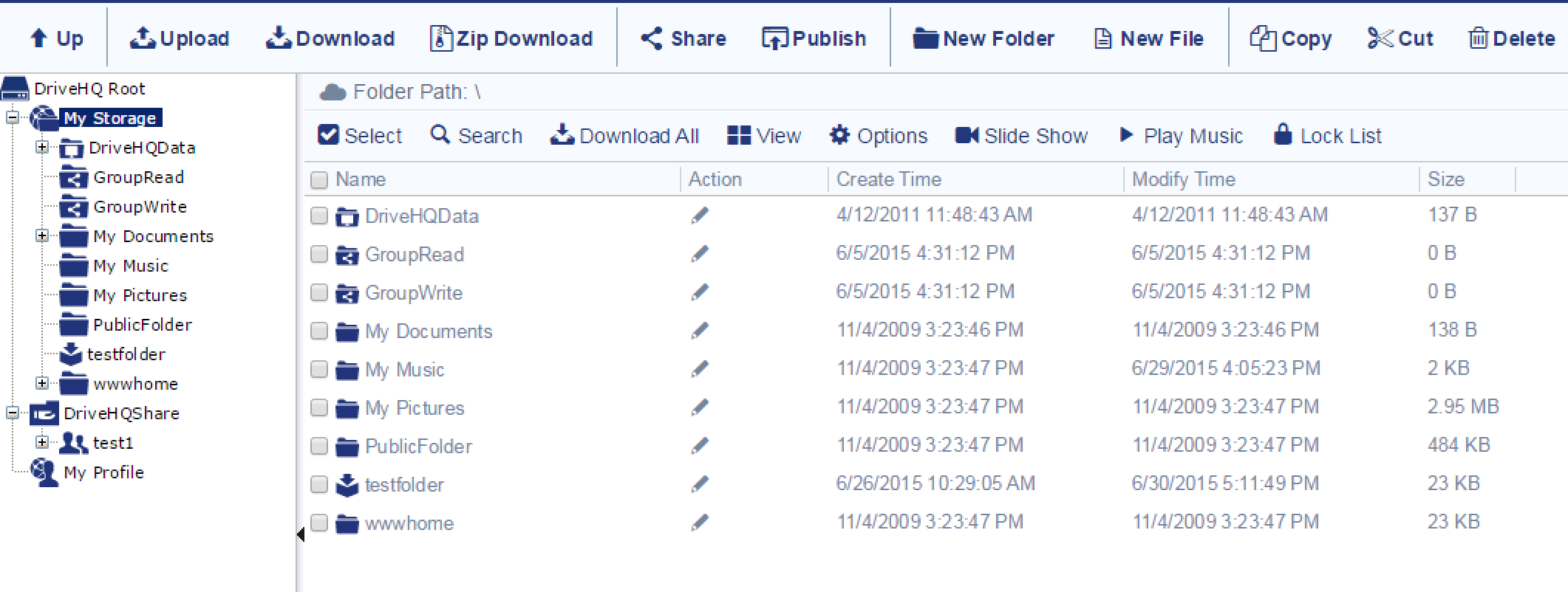 Web-based cloud file storage