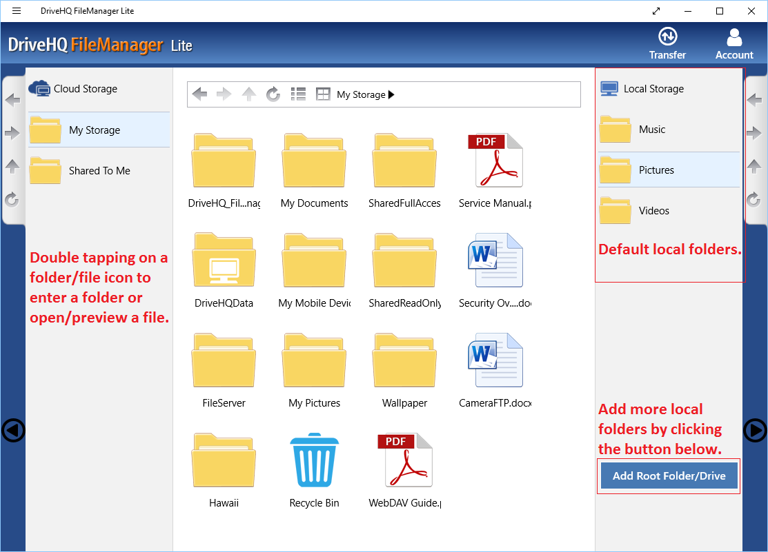 DriveHQ FileManager Lite for Windows tablets - About screen