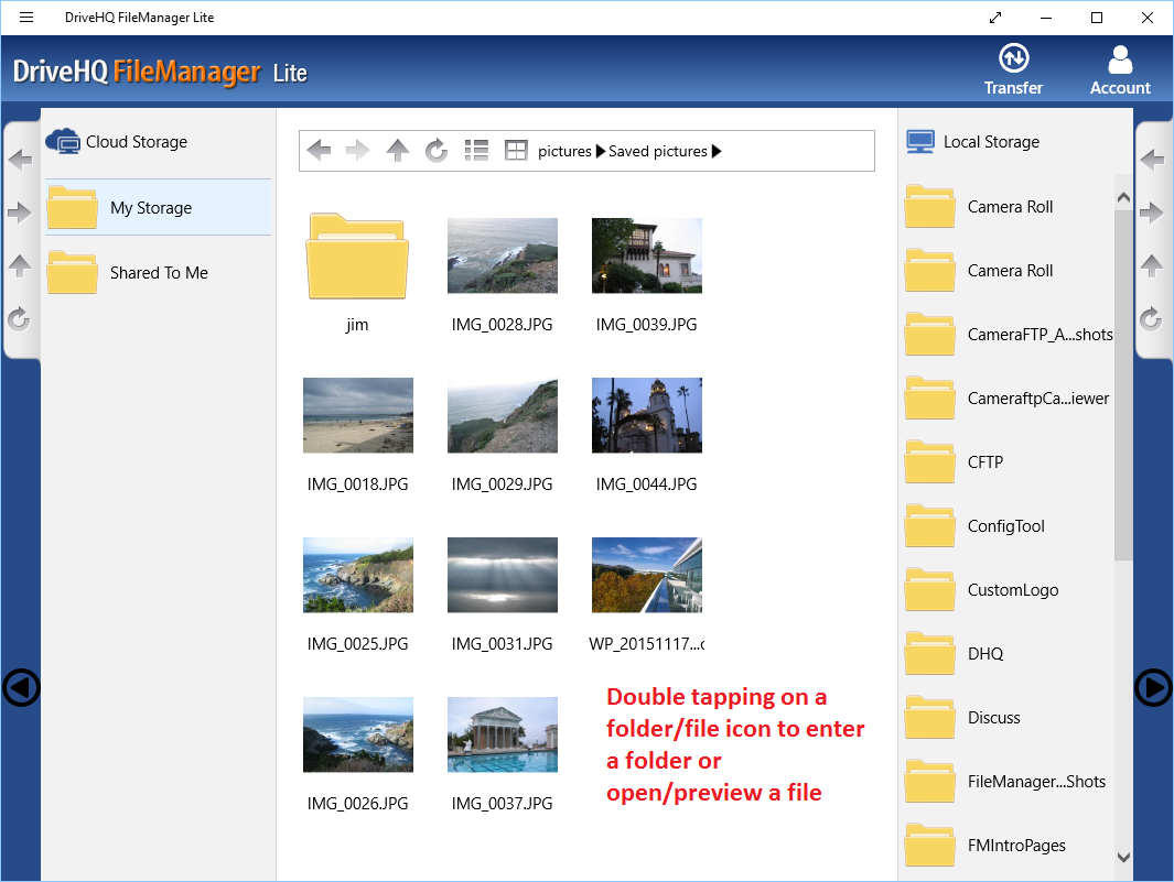 DriveHQ FileManager Lite for Windows tablets - About screen