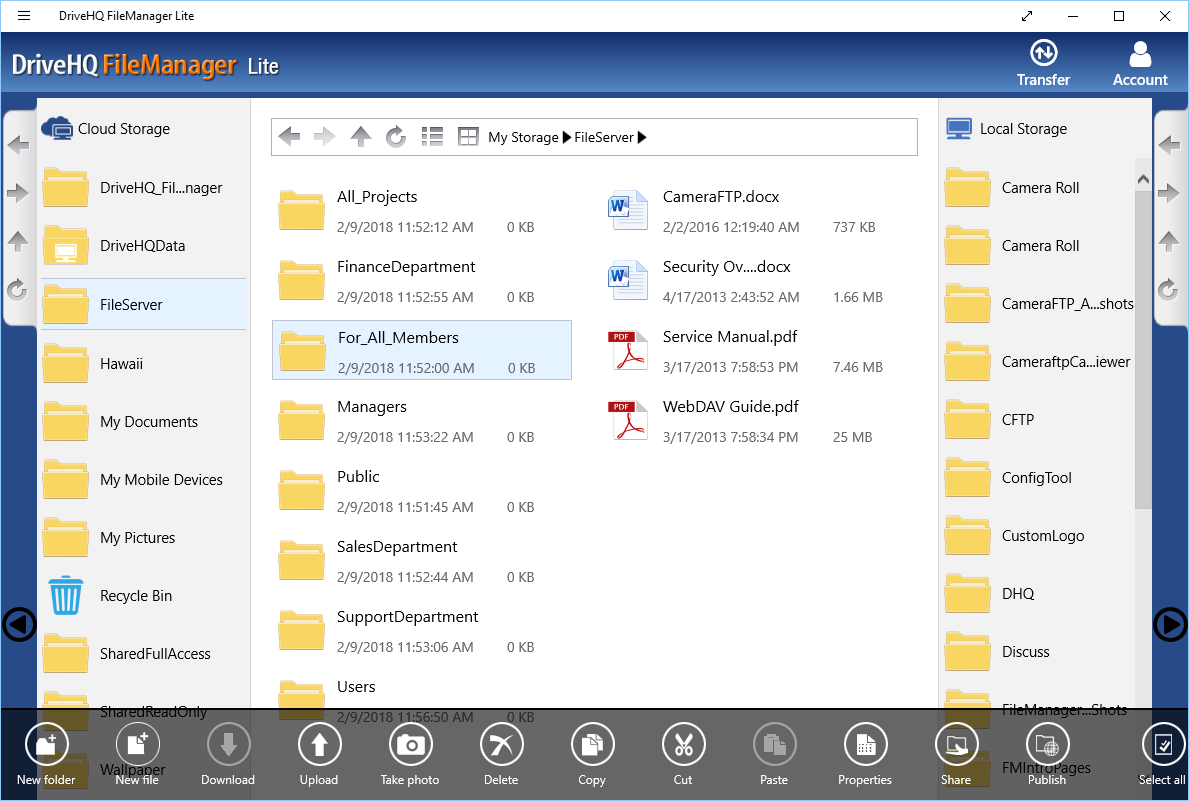 DriveHQ FileManager Lite screenshots - Enterprise Online File Storage, Sync & Sharing software