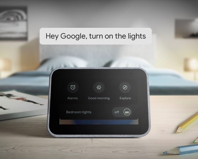 LENOVO Smart Alarm Clock Essential with Google Assistant Night Light