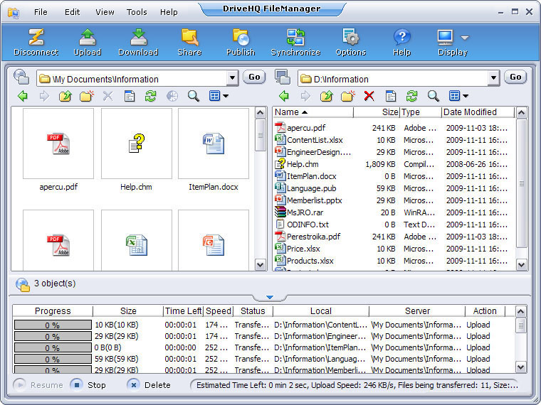 DriveHQ FileManager (with Cloud File Server and FTP Hosting service) screenshot