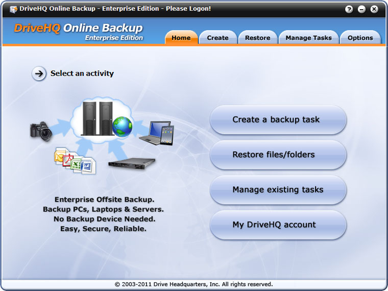 DriveHQ Online Backup Enterprise Edition software